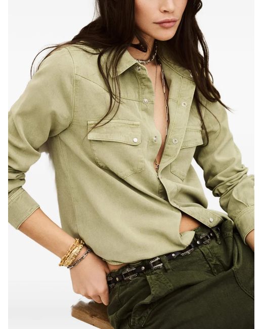 Ba&sh Green Jada Front-Pocket Button-Fastening Shirt