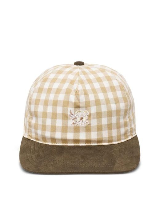 JUNTAE KIM Natural Embroidery Check Cap for men
