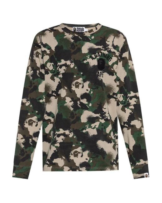 A Bathing Ape Green Camouflage-Print T-Shirt for men