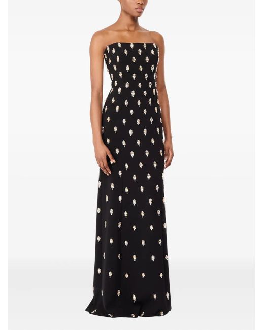 Jenny Packham Black Embellished Strapless Maxi Dress