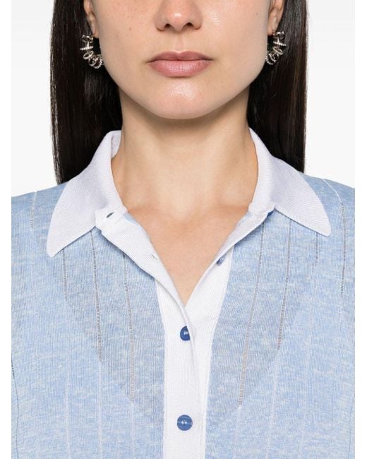 Boss Blue Polo-collar Fine-knit Dress
