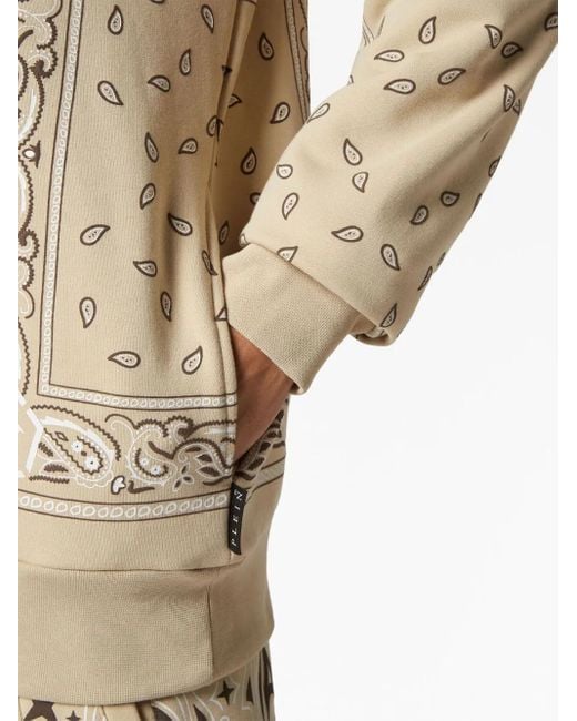 Philipp Plein Natural Logo-Patch Cotton Hoodie for men