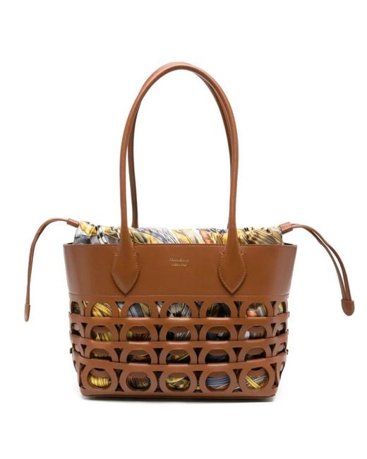 Ferragamo Brown Gancini Tote Bag