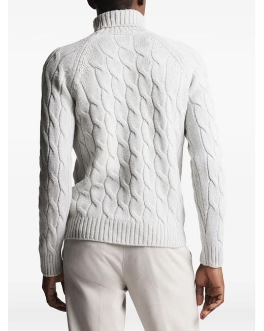 Fay Gray Cable Knit Roll-Neck Sweater for men