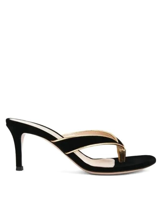 Gianvito Rossi Black Thong Stiletto Mules