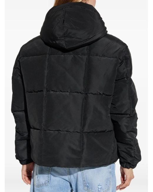 EA7 Black Logo-Print Puffer Jacket