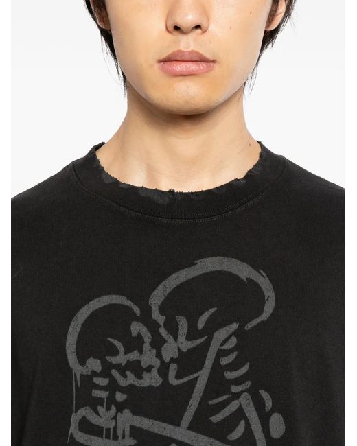 WARMAN Black Graphic T-Shirt for men