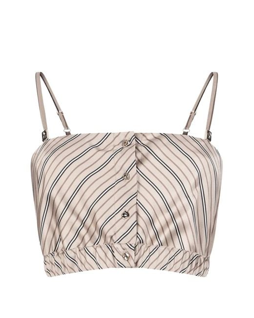 Liu Jo Natural Striped Button Crop Top