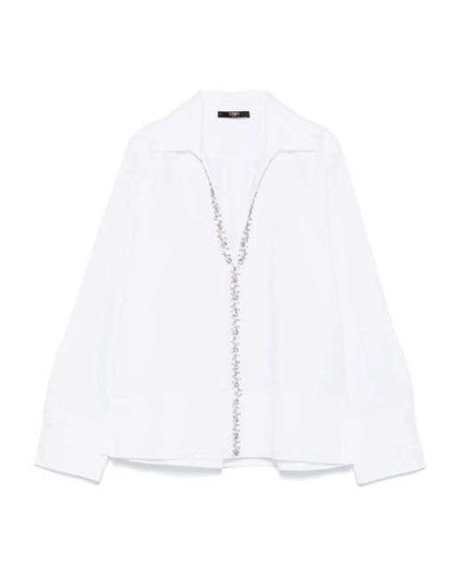 Seventy ビジュートリム ブラウス White