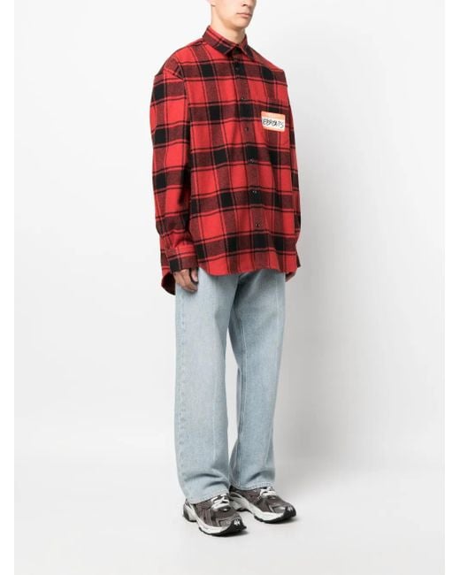 Vetements Red Hello My Name Is Cotton Shirt for men