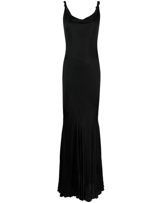 Blumarine Black Knot-Detail Satin Gown