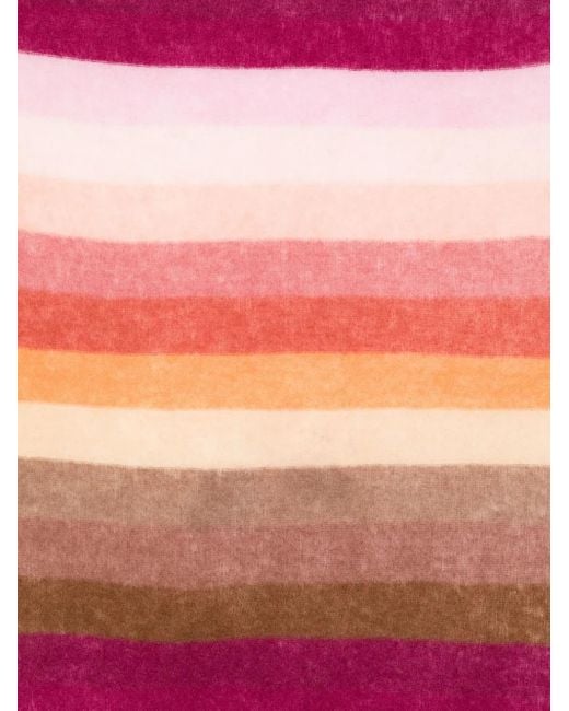 Faliero Sarti Pink Striped Frayed-Edge Scarf
