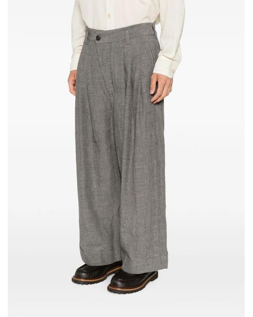 Ziggy Chen Gray Check-Pattern Trousers for men