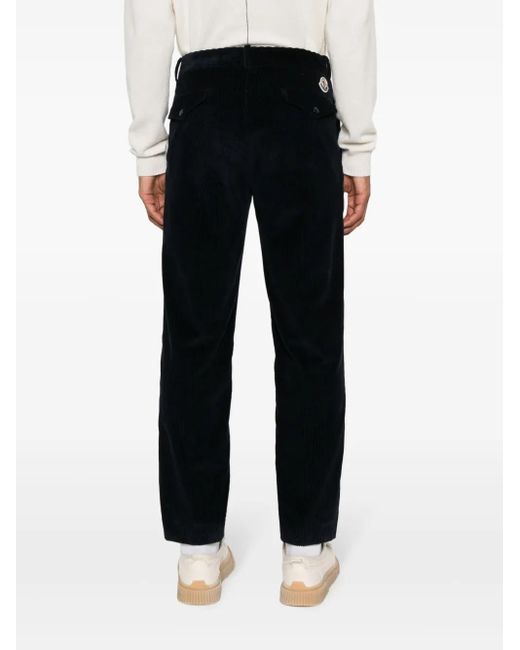 Moncler Black Logo-Appliqué Corduroy Trousers for men
