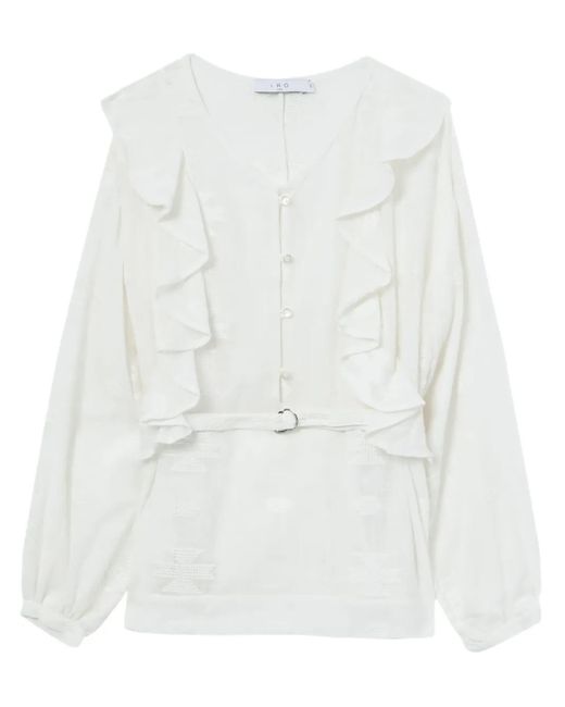 IRO White Ruffle-Detail Cotton Blouse