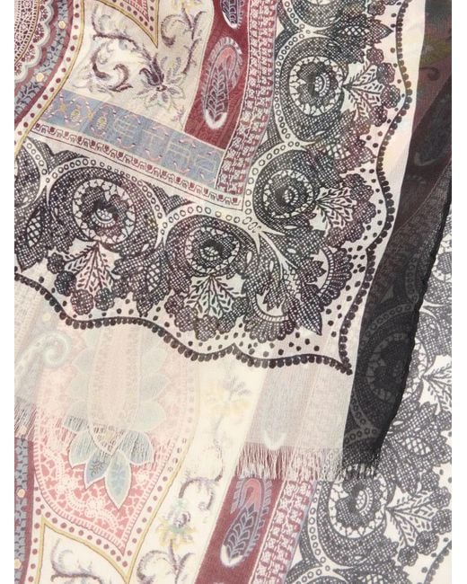 Etro Gray Printed Scarf