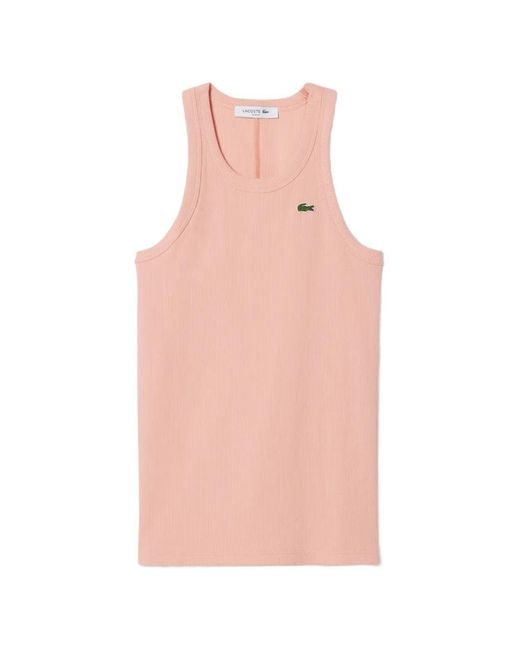 Lacoste Pink Round-Neck Tank Top