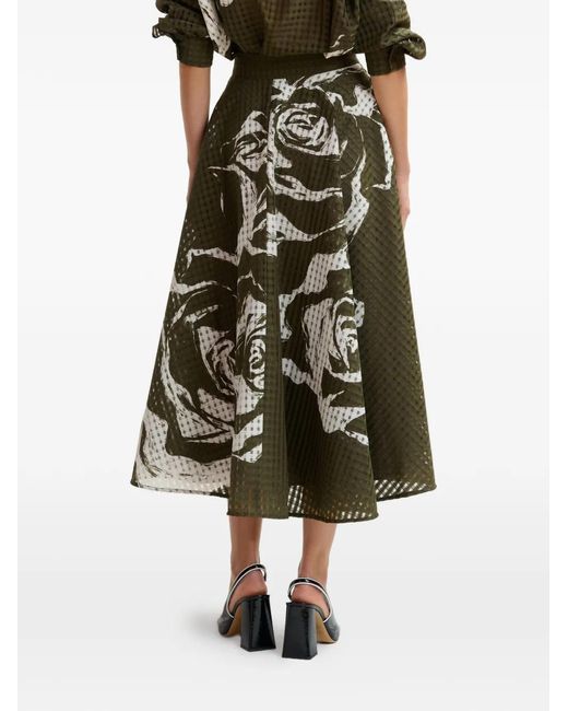 Essentiel Antwerp Green Floral-Print Skirt