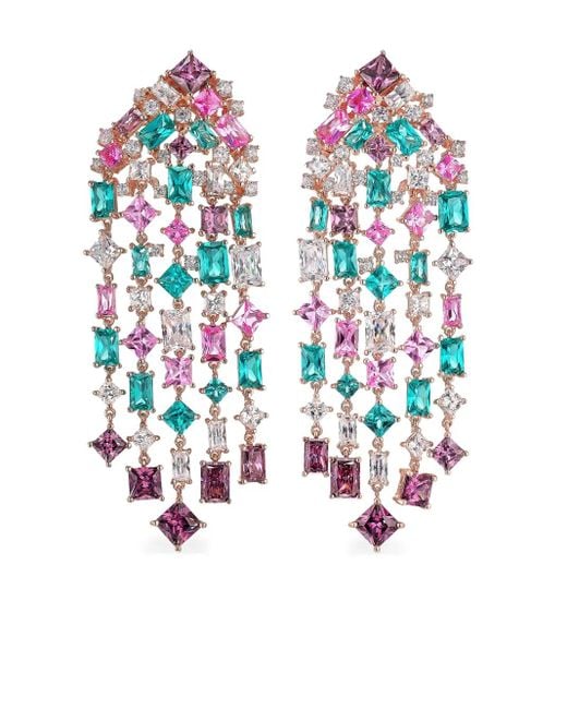 Anabela Chan White 18Kt Rose Cascade Tourmaline And Diamond Earrings
