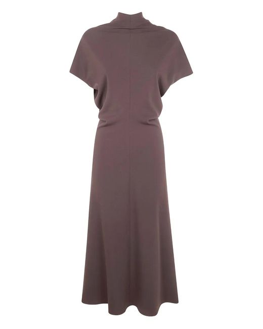 DR. HOPE Purple High-Neck Midi Dress