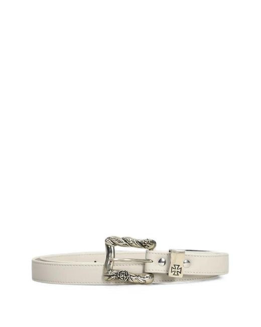 Enfants Riches Deprimes White Rose-Buckle Leather Belt for men