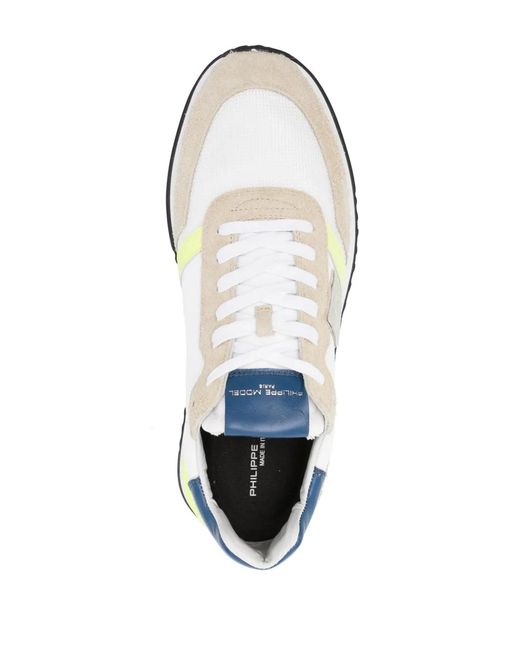 Philippe Model White Paris Lace-Up Suede Sneakers for men