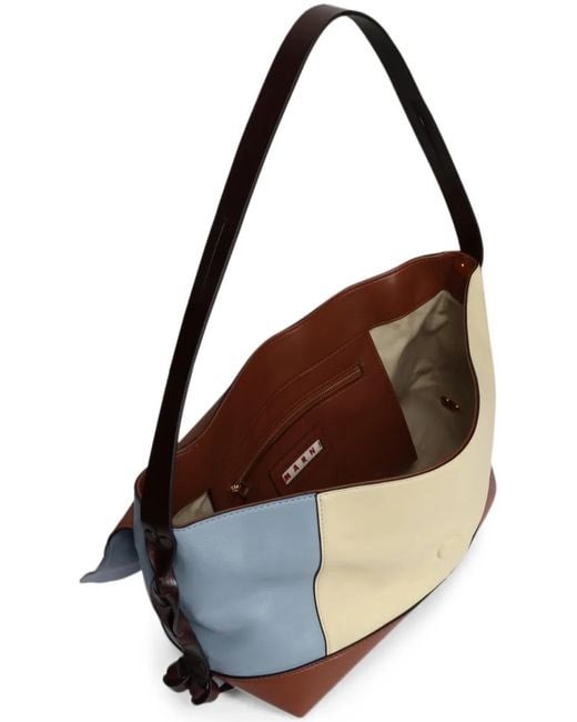 Marni White Sac Porté Épaule Colour Block En Cuir