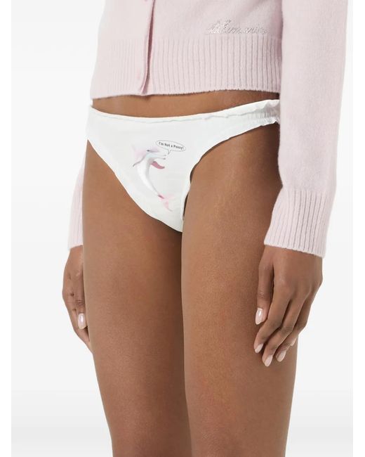 Blumarine White Dolphin-Print Briefs