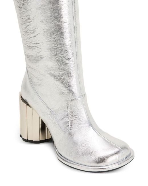 AMI White Anatomical-toe Buckled Boots