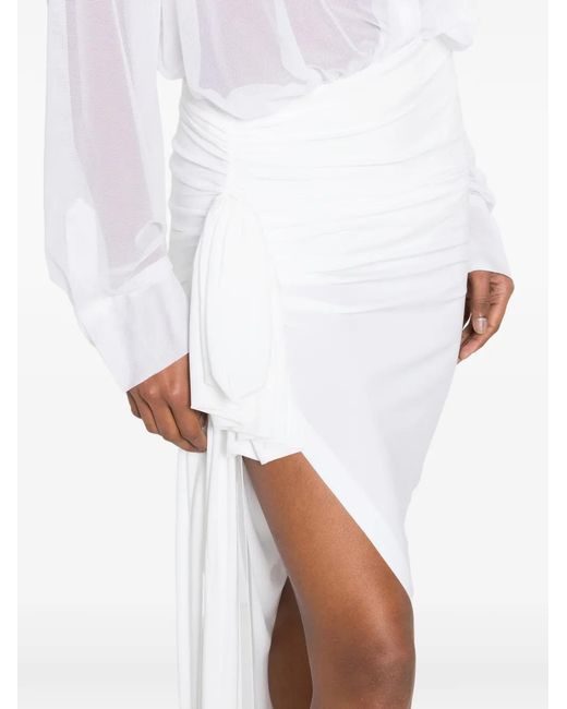 Norma Kamali White Diana Bow-Detail Skirt