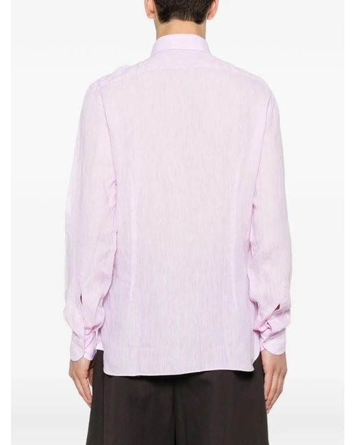 Truzzi Pink Chest-Pocket Button-Up Shirt for men