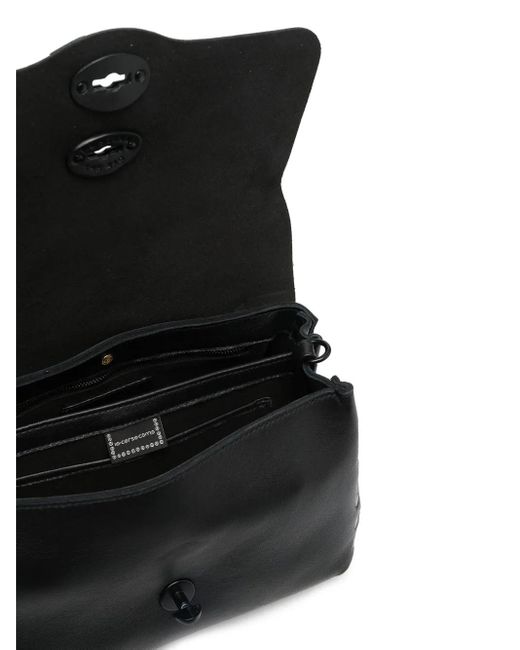 Zanellato Black Foldover Top Leather Satchel
