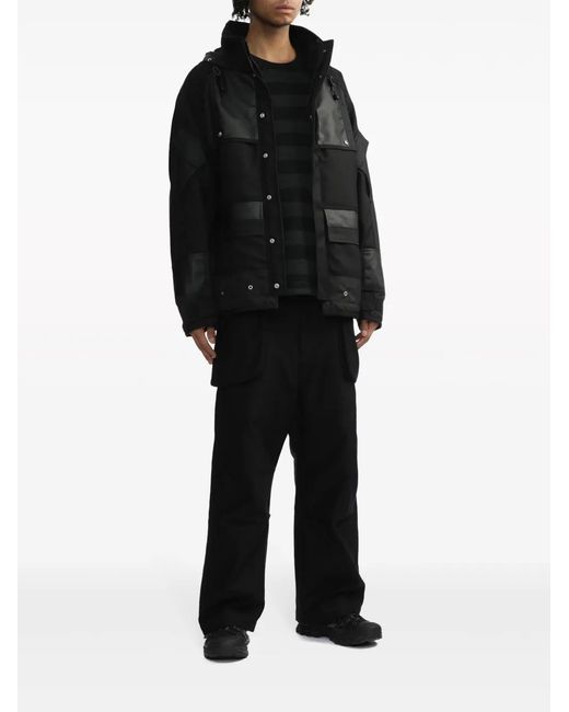 Junya Watanabe Black Logo-Print Hooded Jacket for men