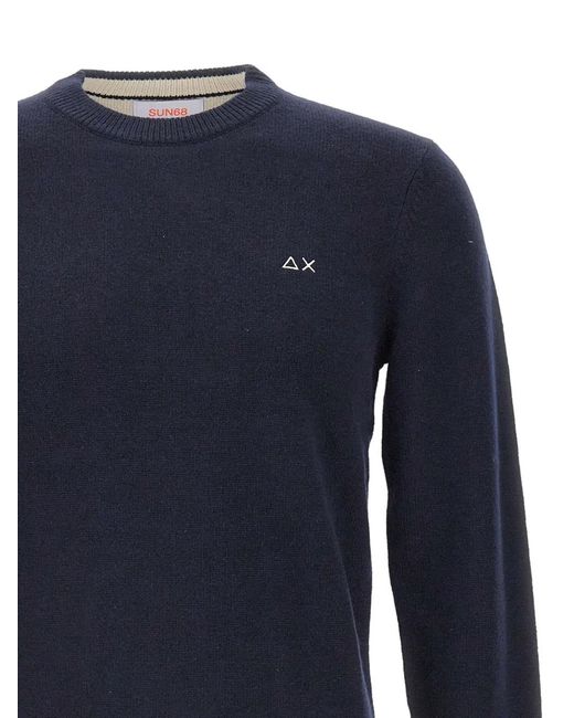 Sun 68 Blue Logo-Detail Sweater for men