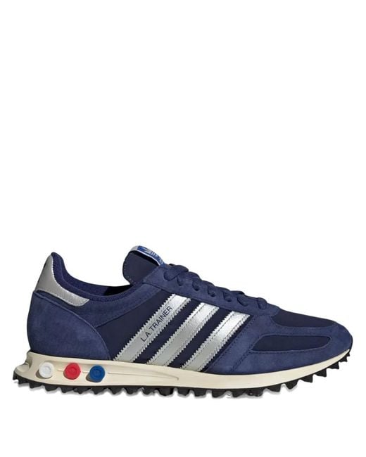 Adidas Blue La Trainer Leather Sneakers for men
