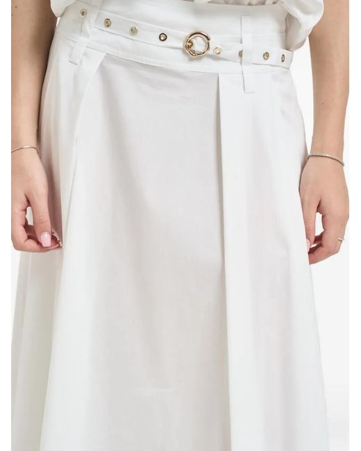 Liu Jo White Poplin Midi Skirt