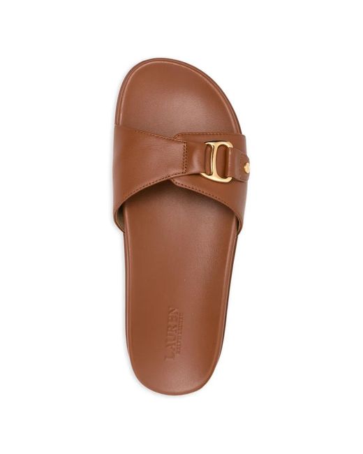 Ralph Lauren Brown Tasha Buckle-Detail Sandals