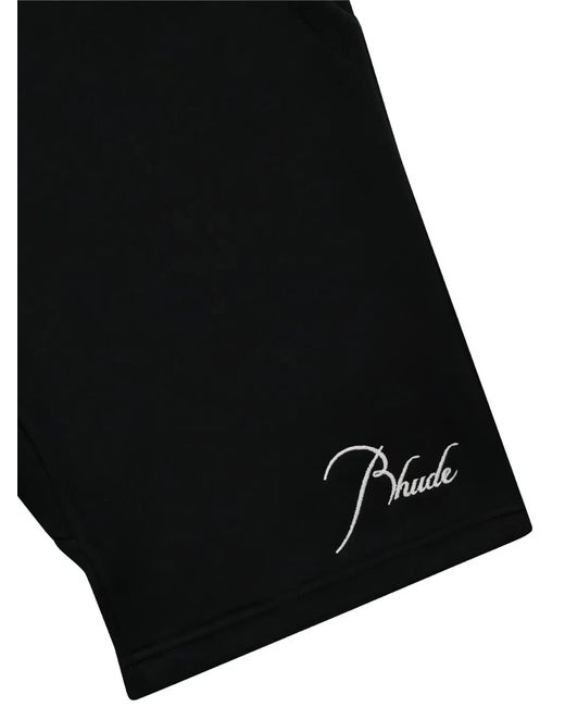 Rhude Black Classique Logo-Embroidered Shorts for men