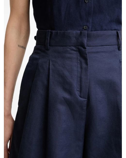 Trussardi Blue Pleated-Waistband Shorts