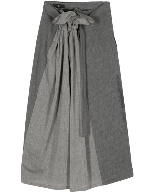 Y's Yohji Yamamoto Gray Printed Midi Skirt
