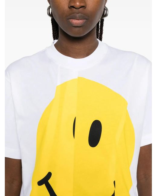Moschino Yellow Graphic Print Short Sleeve Top