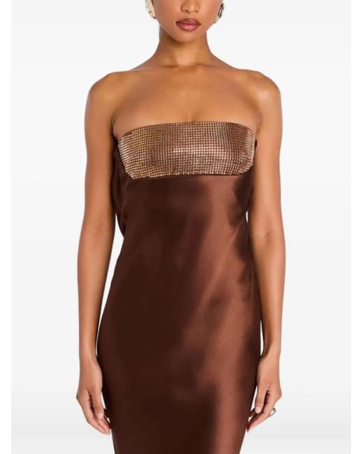 retroféte Brown Graziella Sequin Strapless Maxi Dress