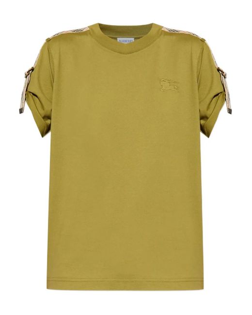 Camiseta de algodón con detalle de tira Burberry de color Green