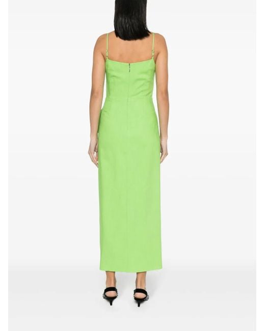MSGM Green Gathered-Detail Maxi Dress