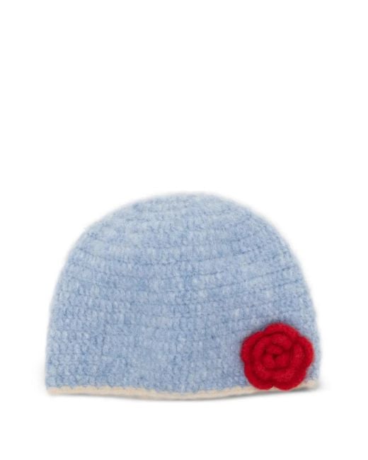 Rockfish Blue Beanie Mit Blumen-Patch
