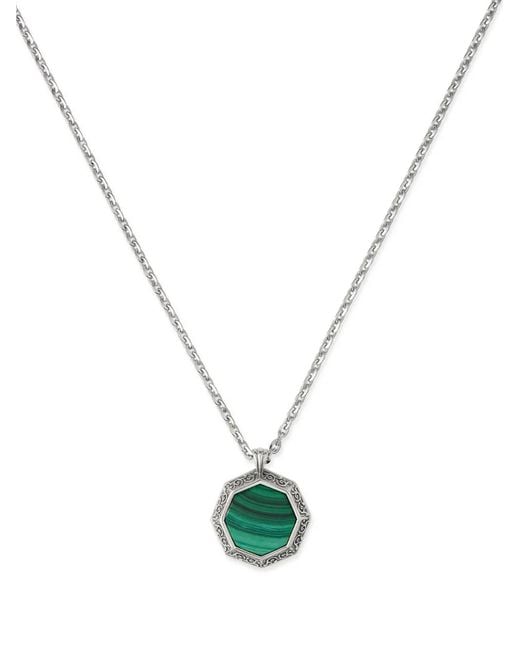 Emanuele Bicocchi Metallic Collier À Pendentif En Malachite