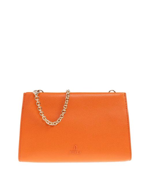 Bolso de hombro My mini con correa de cadena Furla de color Orange