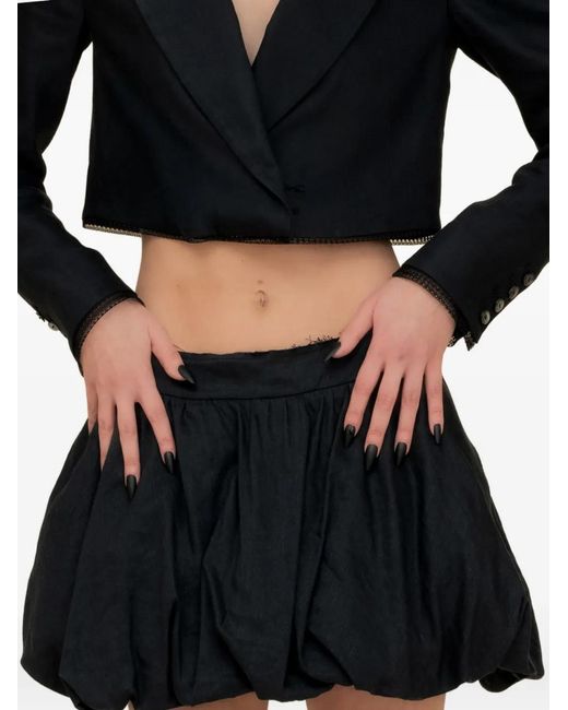 Contessa Mills Black Bubble-Hem Gathered Skirt