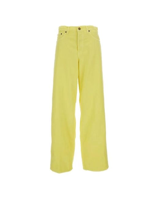 Haikure Yellow Five-Pockets Wide-Leg Trousers