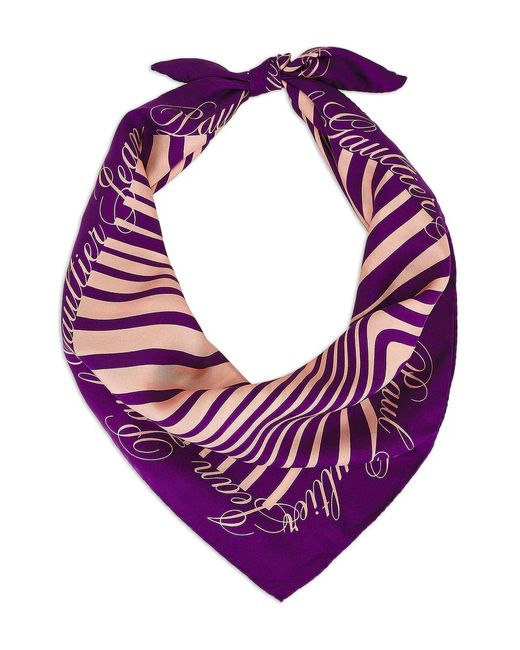 Jean Paul Gaultier Purple Striped-Pattern Scarf
